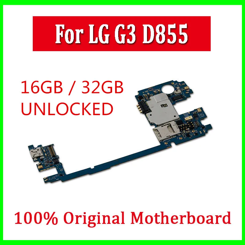 Оригинальная разблокированная материнская плата для LG G3 D855 16 ГБ 32 ГБ хорошая работа для LG G3 D855 материнская плата с полным чипом