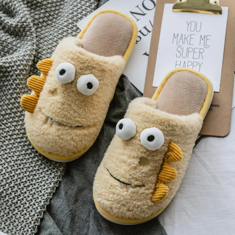 

Hot Sale Autumn Winter Plush Slippers Fur Smiley Home Floor Women Female House Slides Memory Foam Non-Slip High Quality