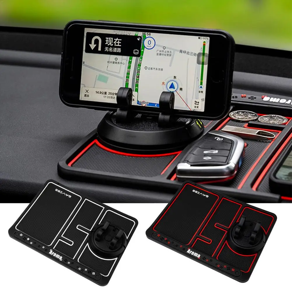 

Anti-skid Mat Multi-function Vehicle 360-degree Rotating Mobile Phone Holder Storage Number Plate Four-in-one Non-slip Mat