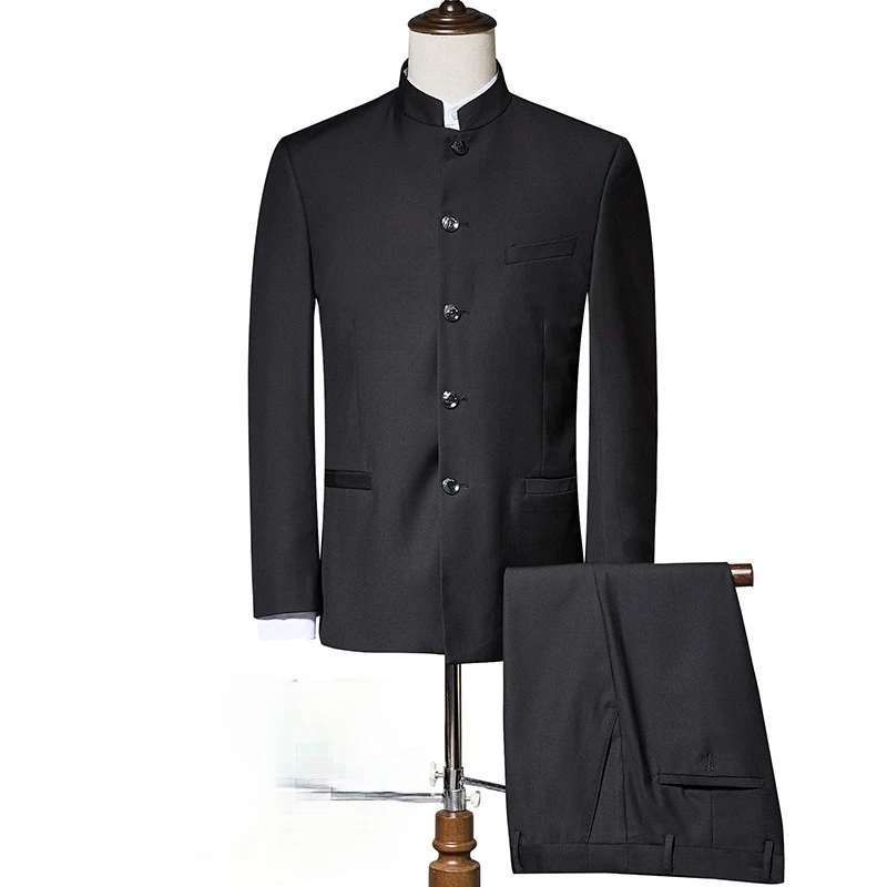 Костюм Мао китайский стиль костюм Тан куртки и брюки воротник-стойка мужские