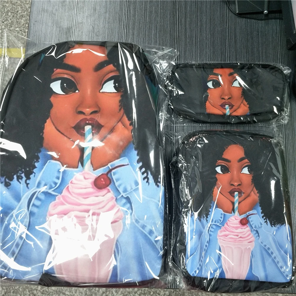 Queen Princess Super Mom&Baby Printing School Bags for Girls 3pcs/set Primary School Bag Children School Backpack