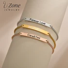 Uzoneбыл индивидуально выгравироанные надписи Дата фамилия ID браслеты из нержавеющей стали для детей регулируемый браслет-цепочка для мальчиков и девочек, на день рождения, подарок, ювелирное изделие