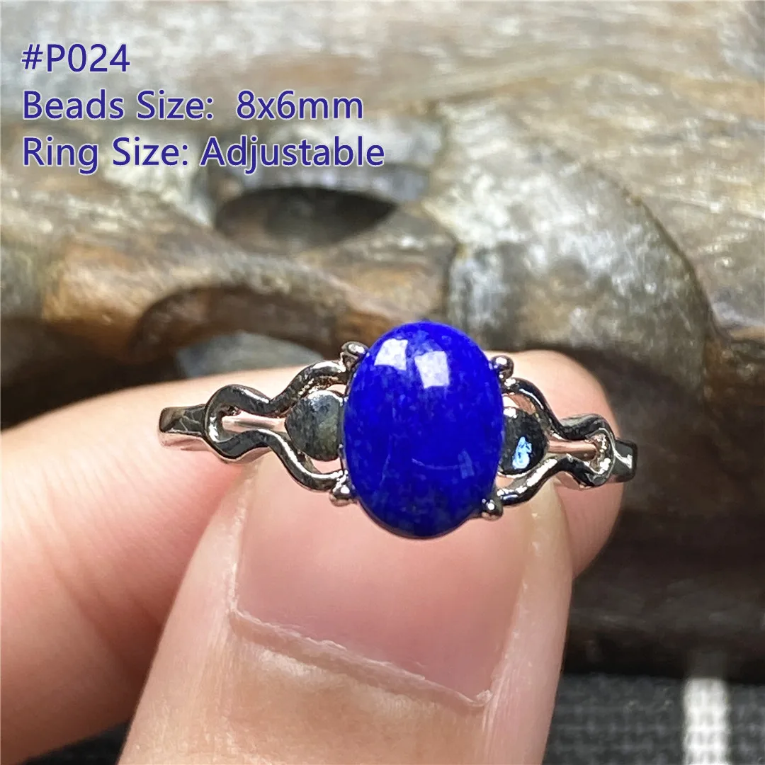 

Natural Royal Blue Lapis Ring For Woman Anniversary Love Gift 8x6mm Crystal Lazuli Beads Gemstone Jewelry Adjustable Ring AAAAA