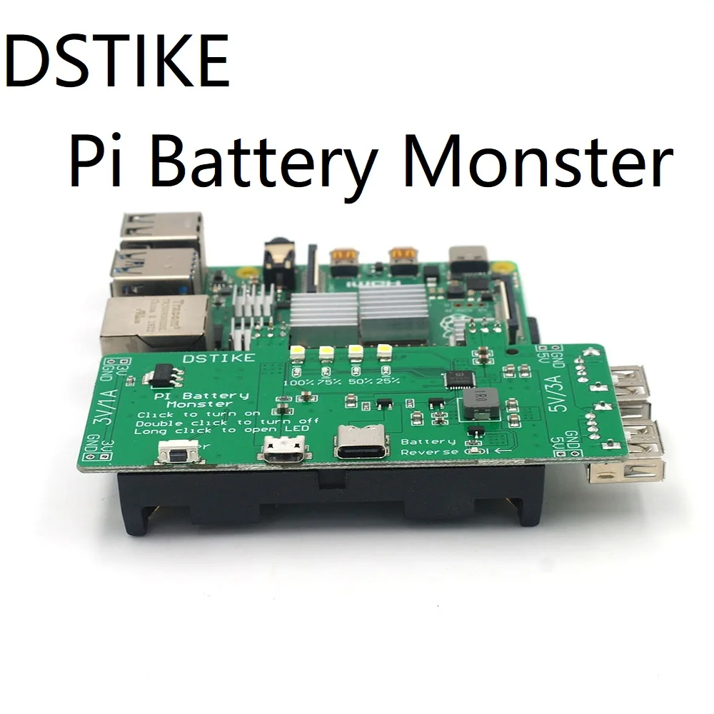 

DSTIKE Pi Battery Monster Dual 18650 Battery 5V3A PowerBank