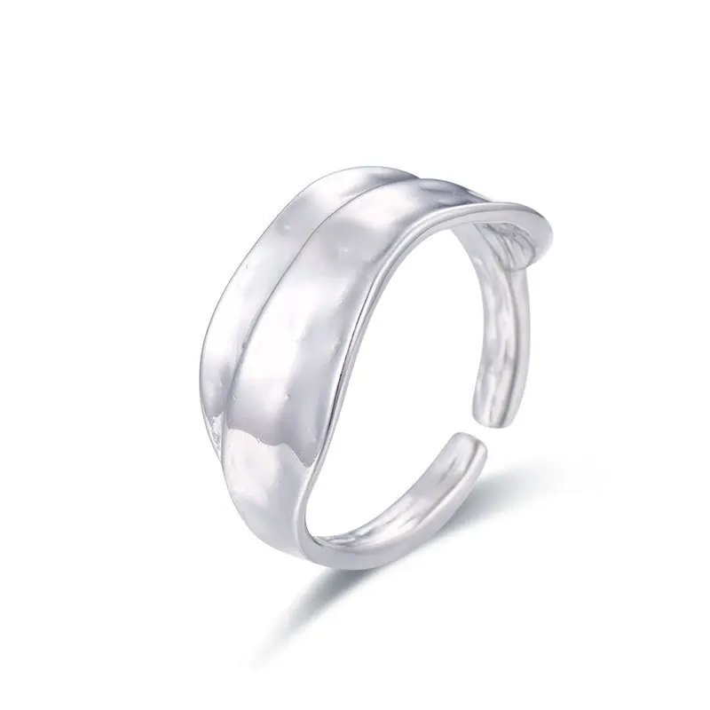 

S925 sterling silver leaf ring European and American ins cold talk style fashion wild personality niche opening ring