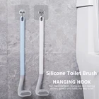 Силиконовая щетка для туалета, щетка из ТПР, щетка для унитаза с длинной ручкой, щетка для туалета с крючком, щетка для чистки ванной комнаты, инструмент, аксессуары для туалета