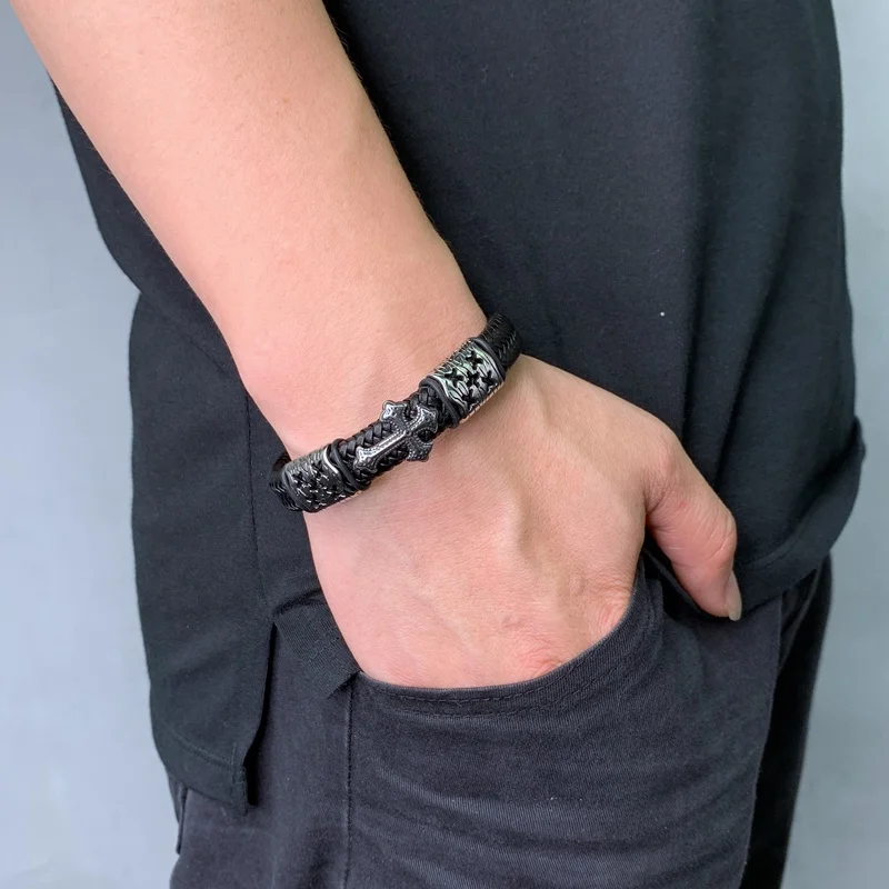 Новые мужские ювелирные изделия крест браслеты очарование Нержавеющая сталь