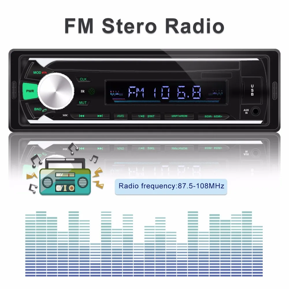 Автомагнитола 1 Din Bluetooth автомобильная стереосистема FM Aux-вход приемник SD USB MP3 MMC WMA