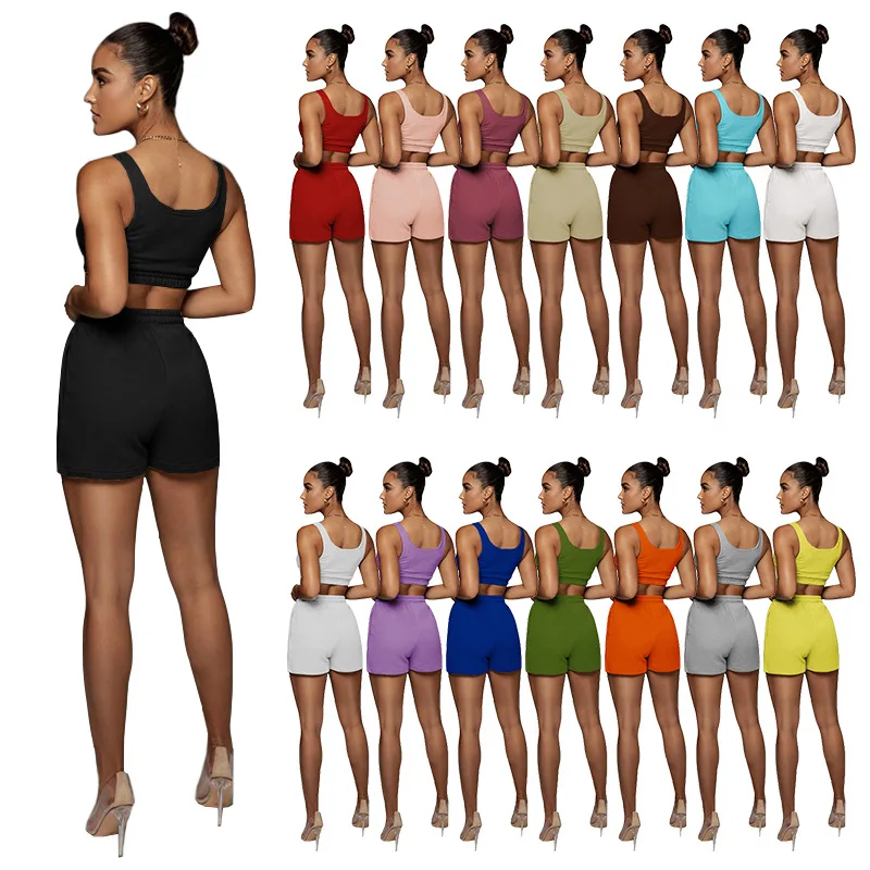 

Summer Joggers Tracksuit Crop Top Two Piece Pants Set Sweatpants Joggers Set Women