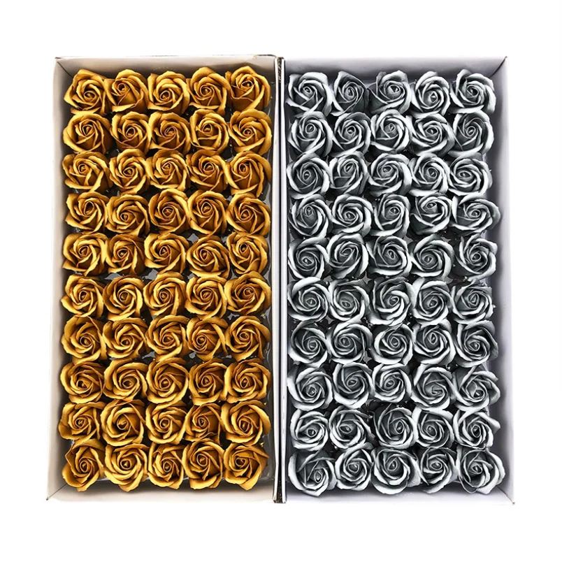 

50pcs/Set Soap Golden Rose Dia 5cm Bath Body Floral Artificial Flowers Home Decor For Wedding Valentine'S Day Gift