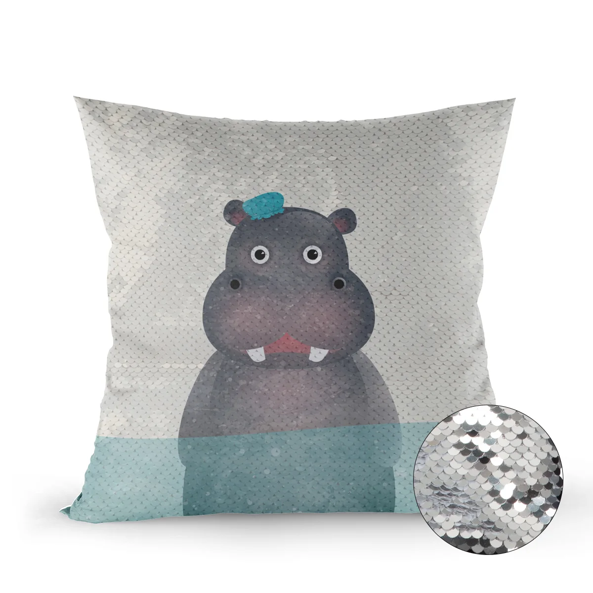 Хиппопотамус для купания животных Тема Волшебная Подушка Чехол с блестками