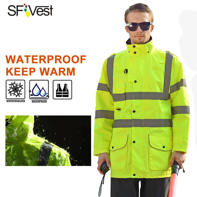 Светоотражающая Водонепроницаемая теплая куртка SFVest с высокой видимостью