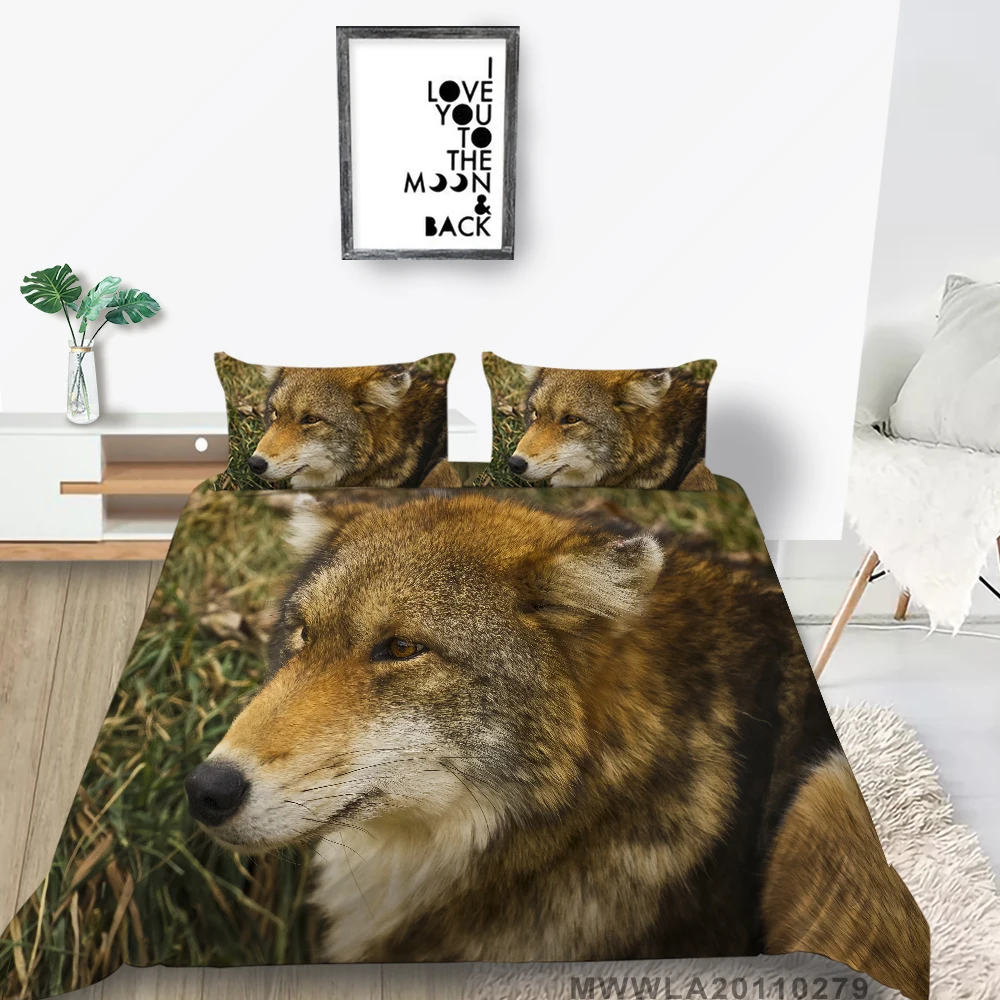 

Wolf Pack Bed Set Double Popular 3D Wolves Duvet Cover Set King Queen Twin Single Full Snowfield Bed Set Nature
