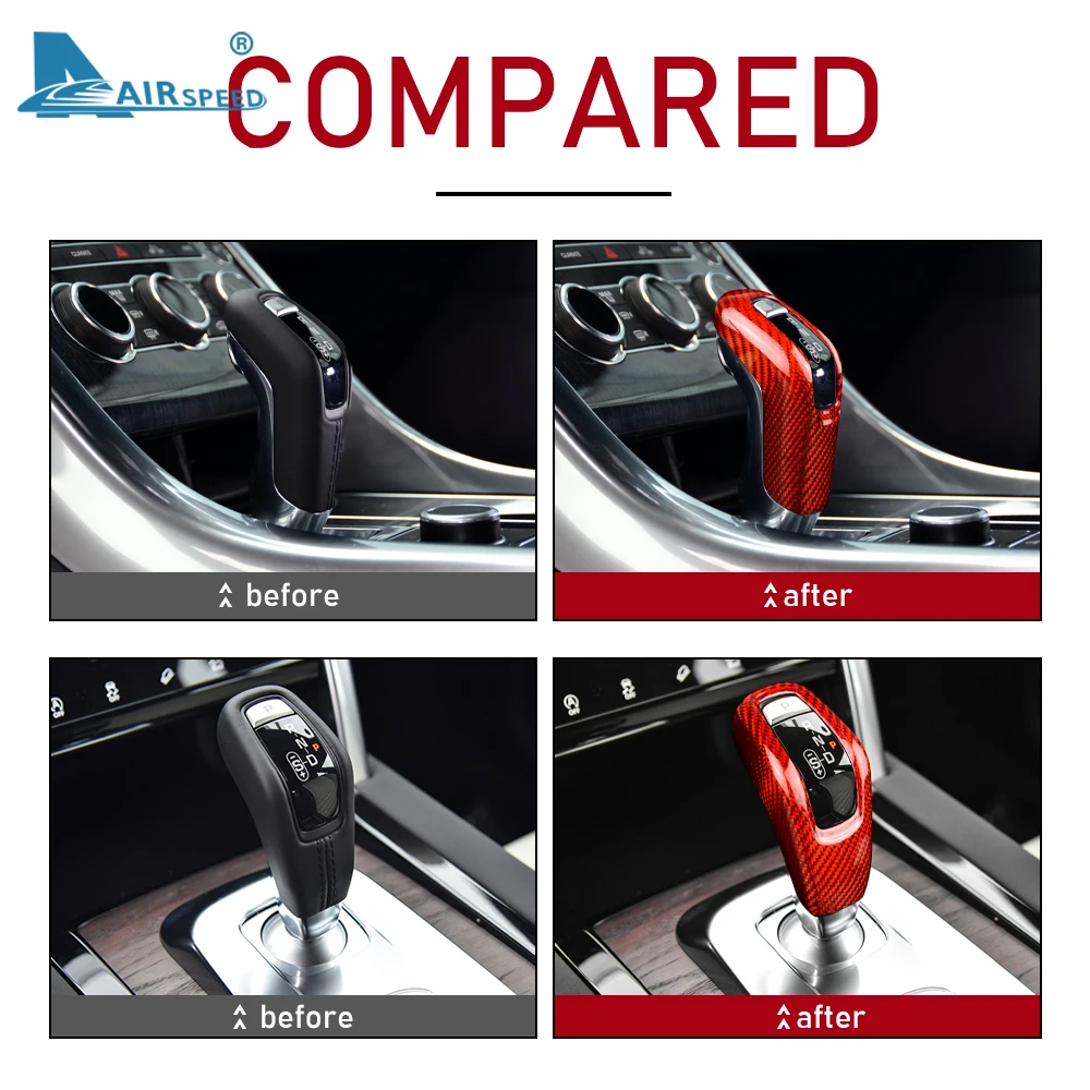 

Carbon Fiber Car Gear Shift Knob Cover Trim for Land Rover Range Rover Sport Evoque Discovery Sport Jaguar E Pace Xe Accessories