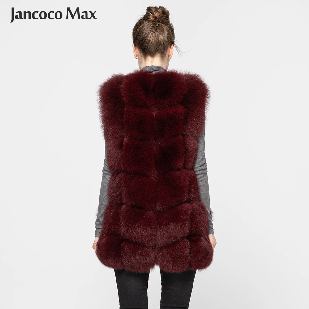 Jancoco Max Новое поступление настоящие жилеты из лисьего меха женский зимний теплый меховой жилет Модный стильный жилет высокого качества S1431