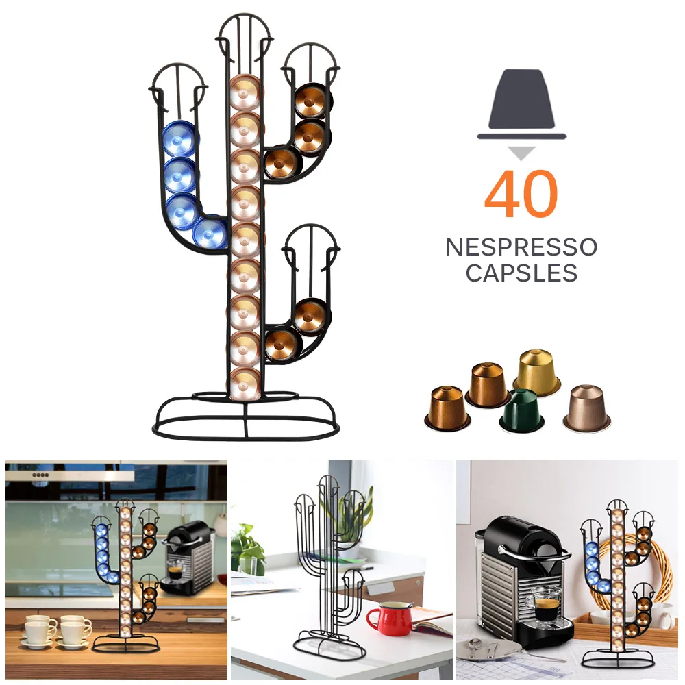 

Metal Black Nespresso Capsule Holder Coffee Pod Storage Stand Rack Fits 40pcs Coffeware Set Stainless Coffee Filter Holder