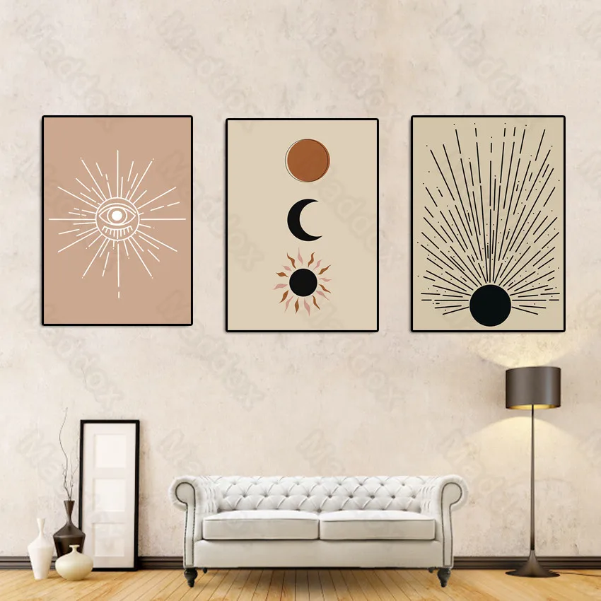 

Still Life Pattern Modern Minimalist Abstract Sun Various Styles of Sun Simple Black Moon Shape Pattern Decorative Painting