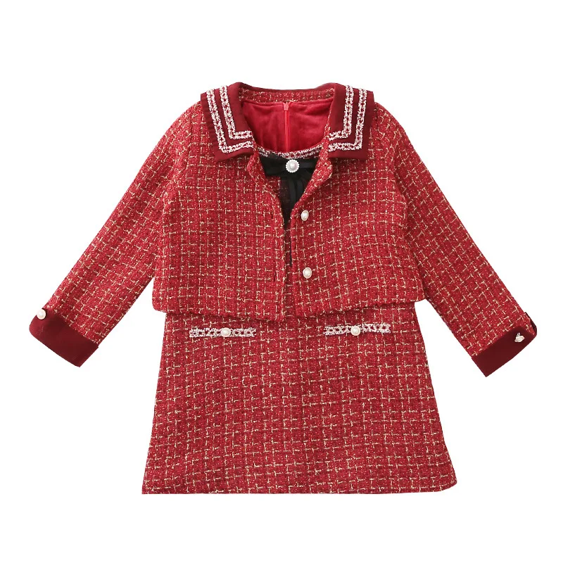 Комплект одежды для маленьких девочек весеннее клетчатое пальто принцессы