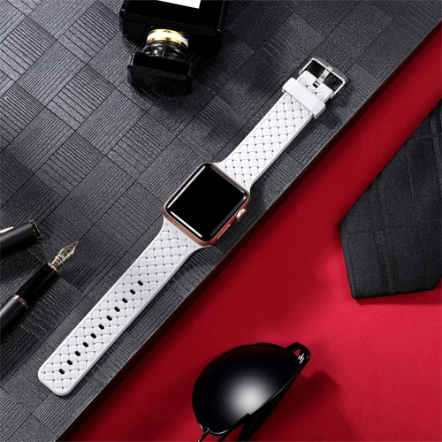 Силиконовый ремешок для apple watch 5 ремешок 44 мм 40 мм iwatch ремешок 42 мм 38 мм тканый узор ремешок для часов apple watch браслет 4 3 2 1 - Цвет ремешка: B-9
