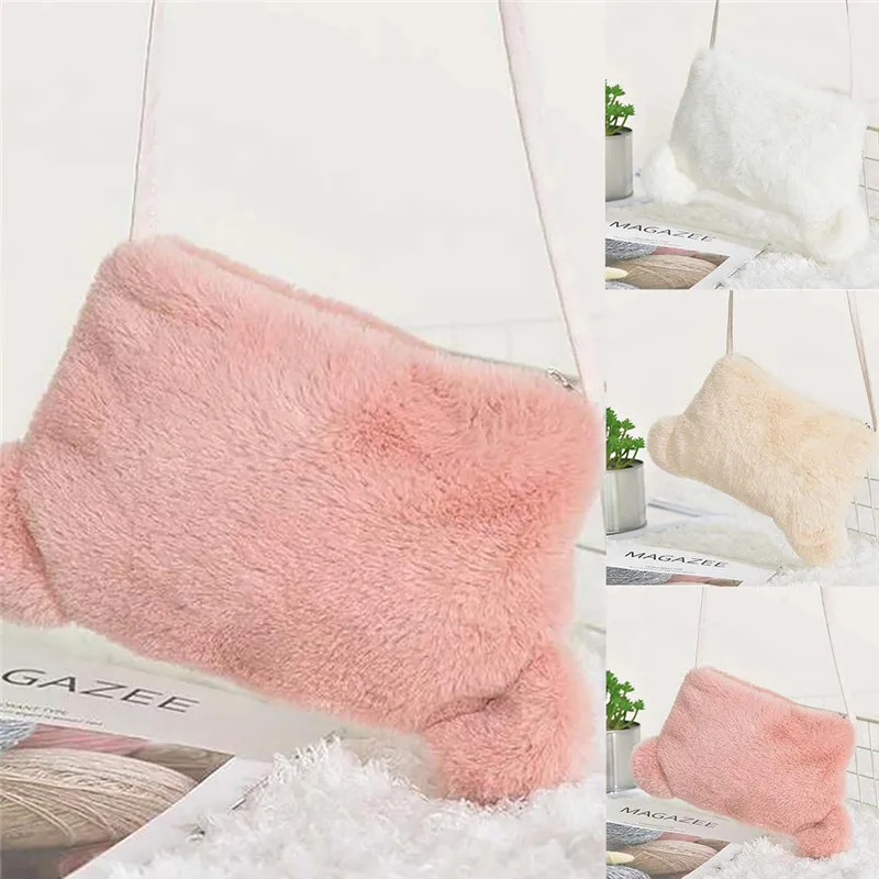 Модные плюшевые сумки на плечо для девочек конфетные женские через с милыми