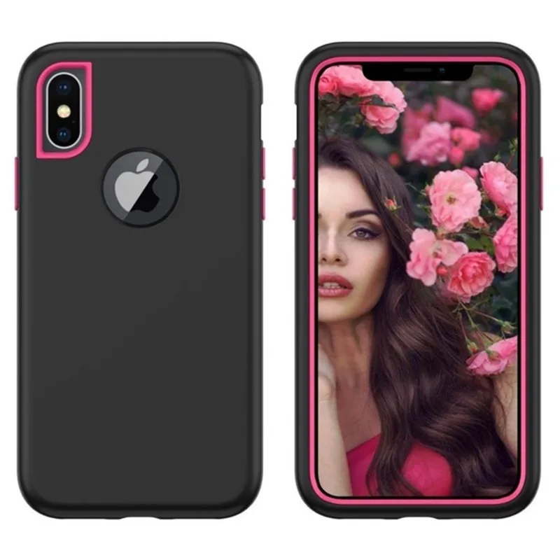 3 in 1 Heavy Duty Armor Shockproof 360 full Protect Case For iPhone X XS MAX XR 8 7 6 6S Plus Hybrid TPU Silicone+ Rubber Case