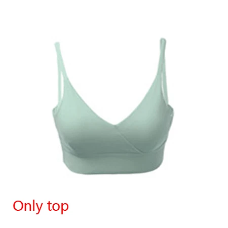 Gray green top 2 предмета Для женщин спортивные костюмы одежда для фитнеса, тренажерного зала бесшовные Высокая Талия Леггинсы спортивный пуш-ап бюстгальтер одежда для йоги комплект Женская спортивная одежда - Цвет: Gray green top