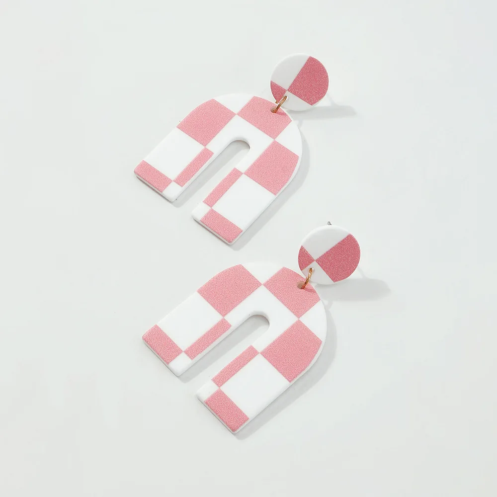 

Korea Fashion Sweet Colorful Simple Resin Candy Color Palid Pattern Geometric Drop Acrylic Earrings for Women Girls Jewelry