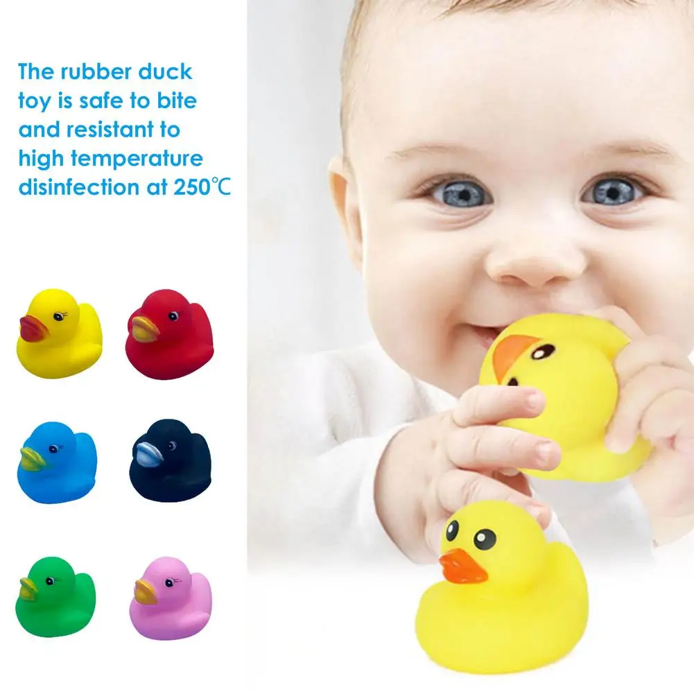 20pcs/lot Cute Baby Kids Squeaky Rubber Ducks Bath Bathe Room Water Fun Game Playing Newborn Boys Girls Toys For Children