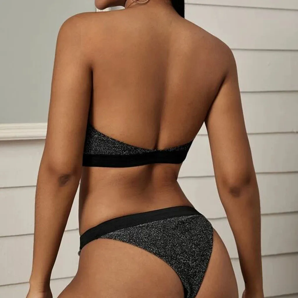 Женский пикантный Бюстгальтер-бандо на шнуровке пляжная одежда однотонные с