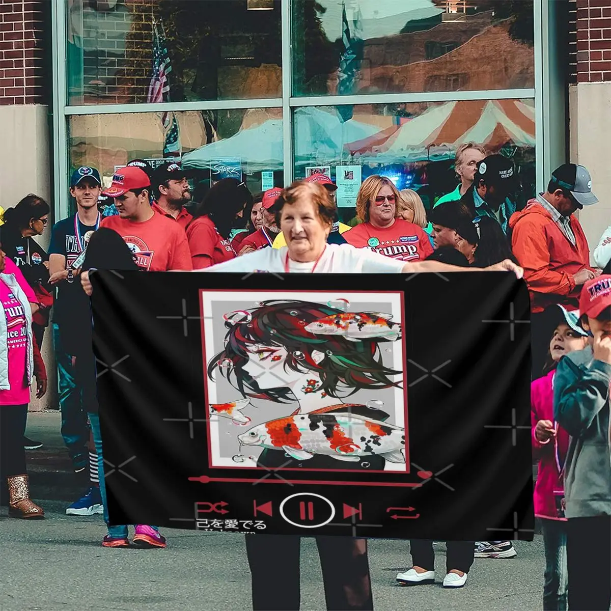 Аниме девушка японская эстетика аниме Otaku музыкальный плеер Тема 3 флаг баннер