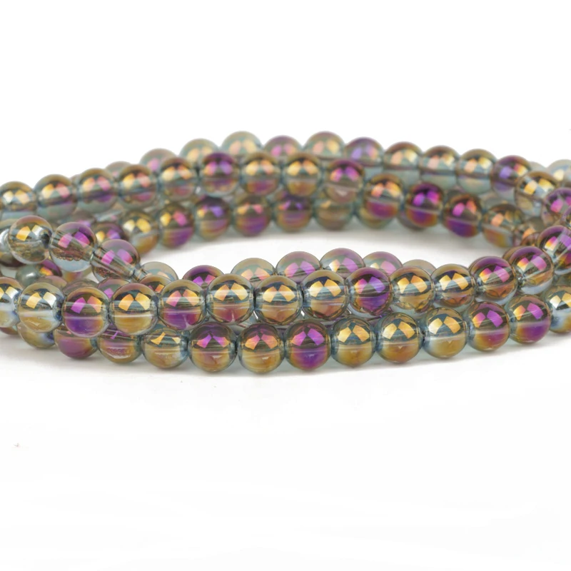 

6mmAB color transparent purple round crystal glass beads, bulk glass spacer beads,used for jewelry making DIY material wholesale