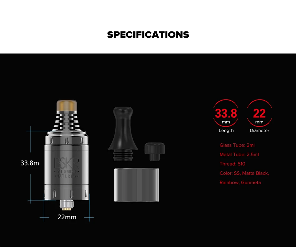 Vandy vape BSKR V1.5 Мини MTL RTA атомайзер с Ni80 Сверхтонкий MTL плавленый Clapton провод VS Berserker V1.5 электронная сигарета
