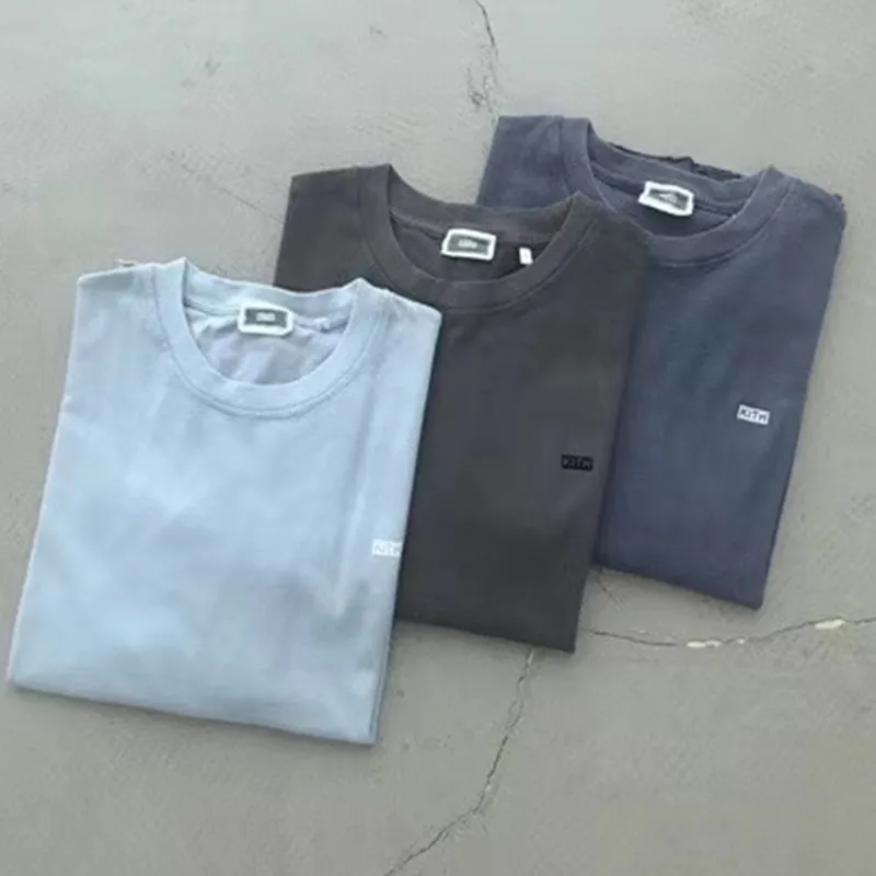 Плотная тканевая Флокированная футболка с логотипом KITH Box для мужчин и женщин 1:1