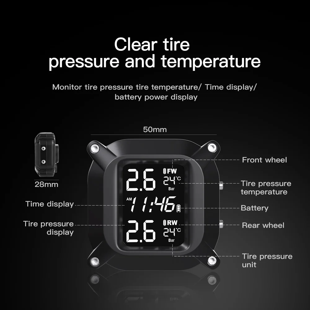 Система контроля давления в шинах TPMS с USB интерфейсом и дисплеем режиме реального