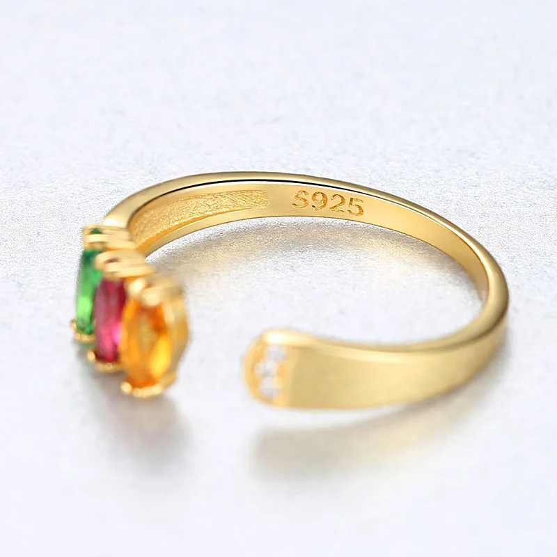 Ювелирные изделия из серебра 925 пробы простой стиль красочные изящные кристаллы