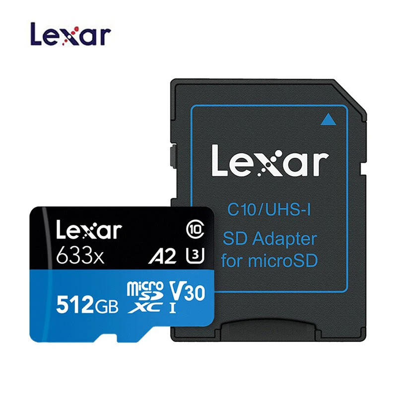 Lexar 512 ГБ 128 ГБ 256 ГБ 64 ГБ 32 ГБ высокая скорость 633x microSDHC SDXC UHS-I до 95 МБ/с./с чтение, 45 МБ/с./с Запись карта чехол