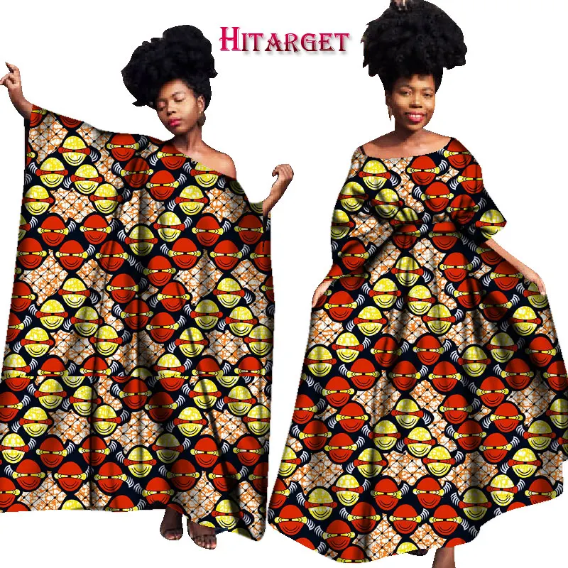 Винтажные африканские платья для женщин Bazin Riche Kanga одежда большой халат Vestidos Dashiki Африканские Восковые платья с принтом Одежда WY1701 - Цвет: Армейский зеленый