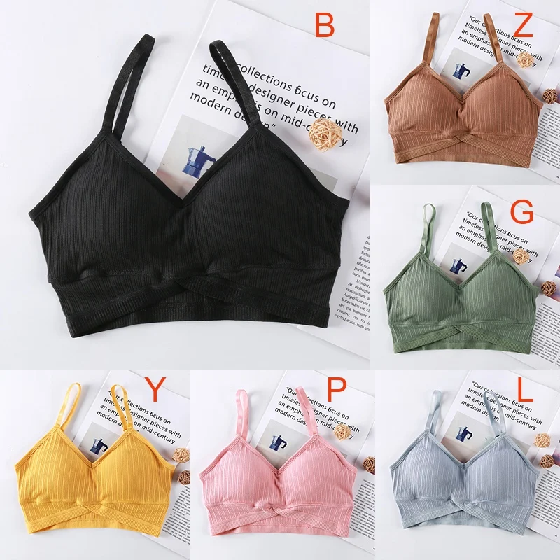 

Women Intimates Bras Soft Comfortable Cotton Padded Solid Color Beauty Back No Steel Rings Knitted Bras Sports Underwear.