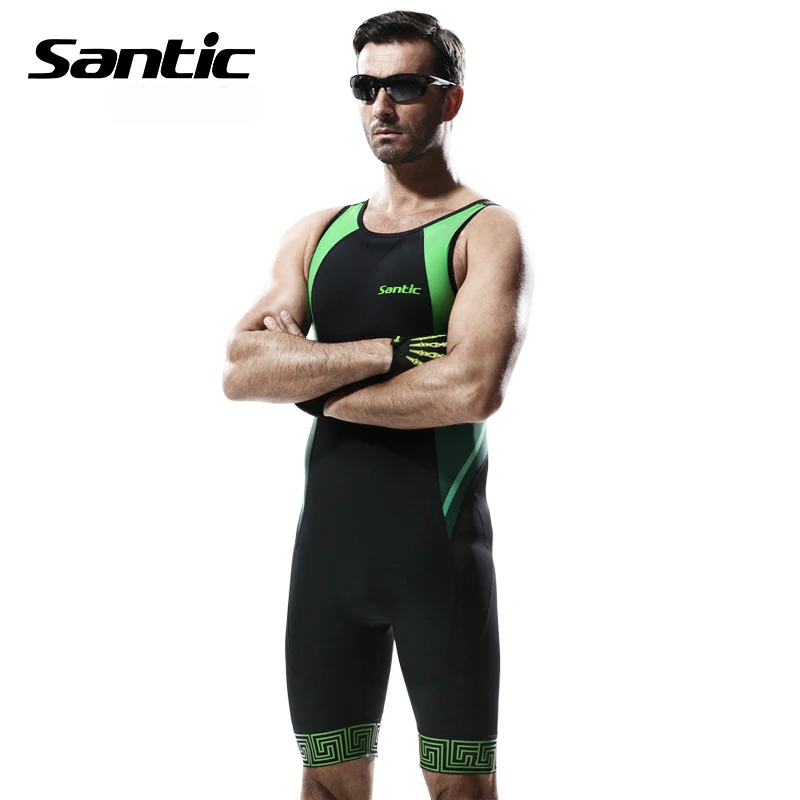 

Santic Men Triathlon Cycling Jersey Quick Dry elastic Breathable Tight Suit Cycling Mens Road MTB Bike coolmax Sleeveless Suit