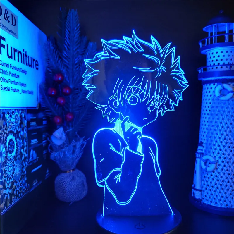 Hunter X Killua Zoldyck Сапожки в стиле ночные огни 3d светодиодный аниме лампа для детей