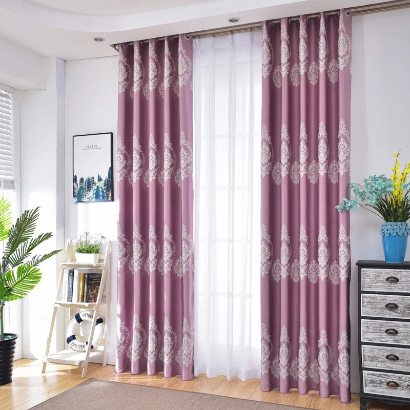

Light Luxury European and American Colored Silk Jacquard Curtains Simple for Bedroom Living Room Shading Curtains Tulle Custom