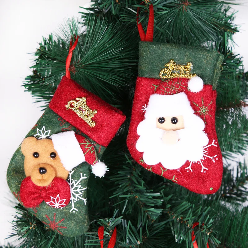 Christmas tree pendant Santa Claus little socks gift bag snowman | Дом и сад