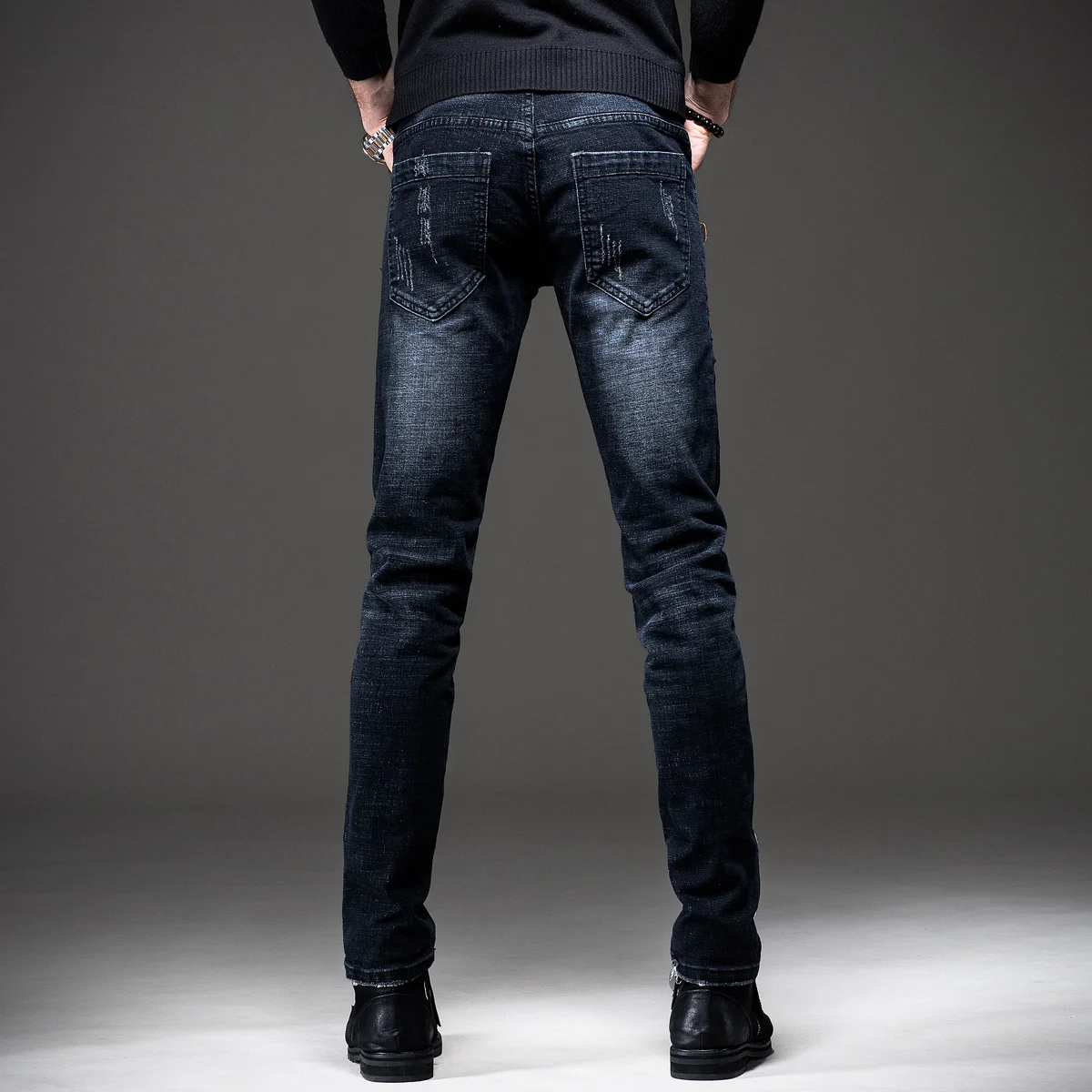 Джинсы мужские зауженные рваные Повседневные Классические хлопковые брюки из