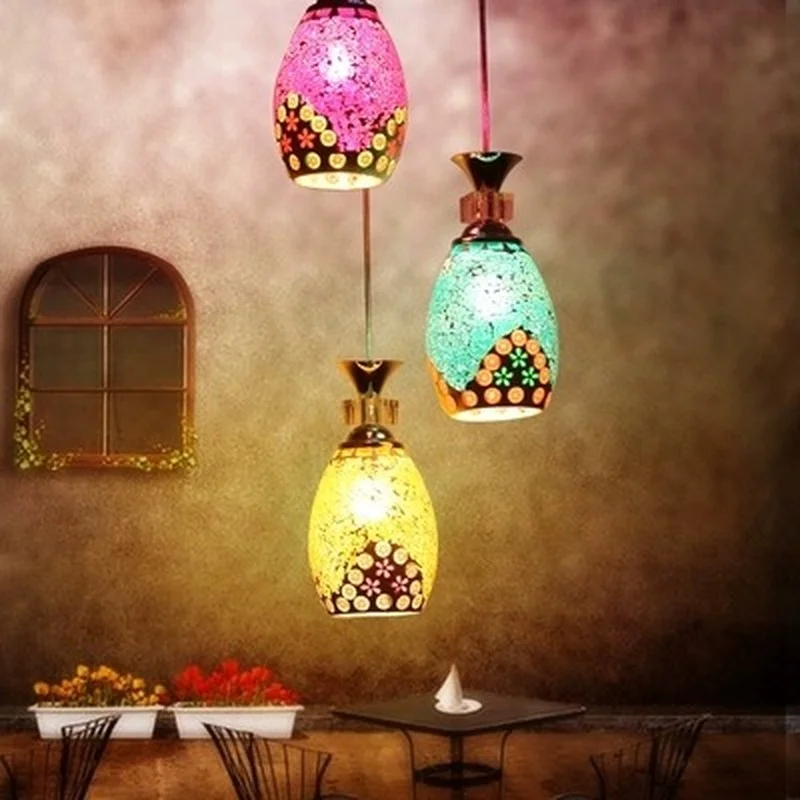 Турецкий марокканский подвесной светильник мозаичная Витражная лампа Ной