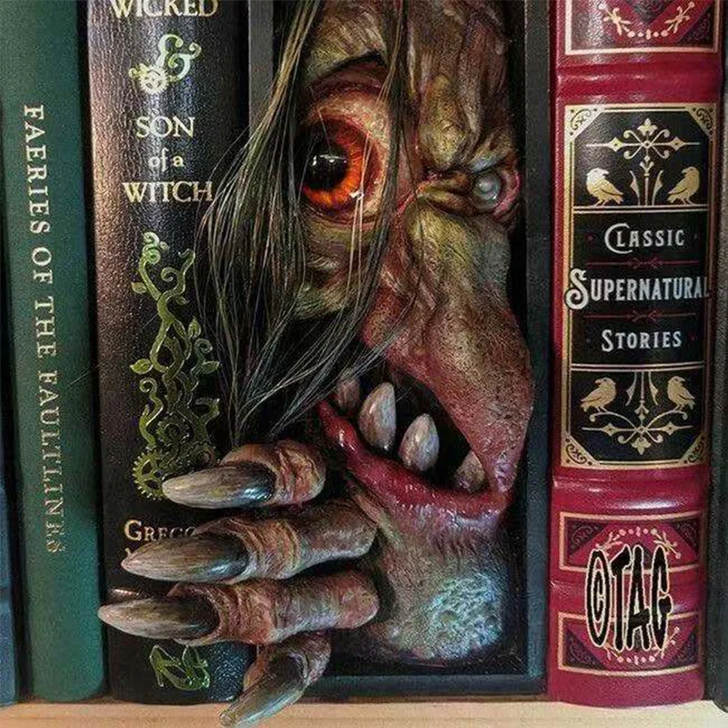 

Monster Decoration Resin Crafts Sculpture Booknook Home Horror Ornaments Halloween Decor Living Room Furnishings Holiday Gift