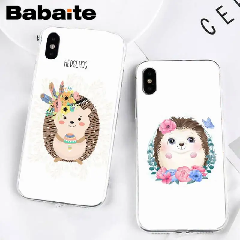 

Babaite cute cartoon hedgehog Soft Rubber Phone Cover for iPhone 8 7 6 6S Plus X XS MAX 5 5S SE XR 11 11pro promax