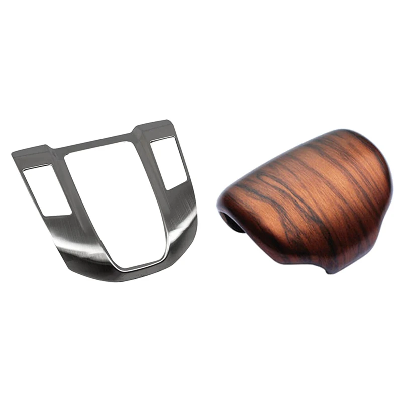 

1Pcs Gear Shift Knob Console Panel Cover Trim & 1Pcs Abs Peach Wood Grain Gear Lever Shift Knob Cover Trim