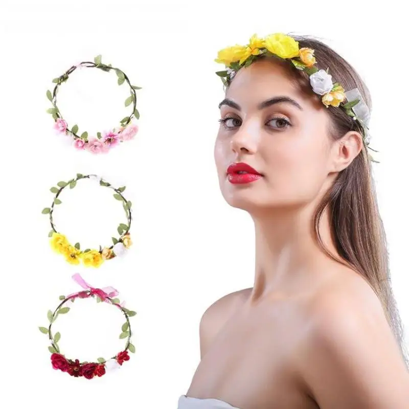Цветочная корона повязка на голову для пляжного путешествия Свадебный веночек