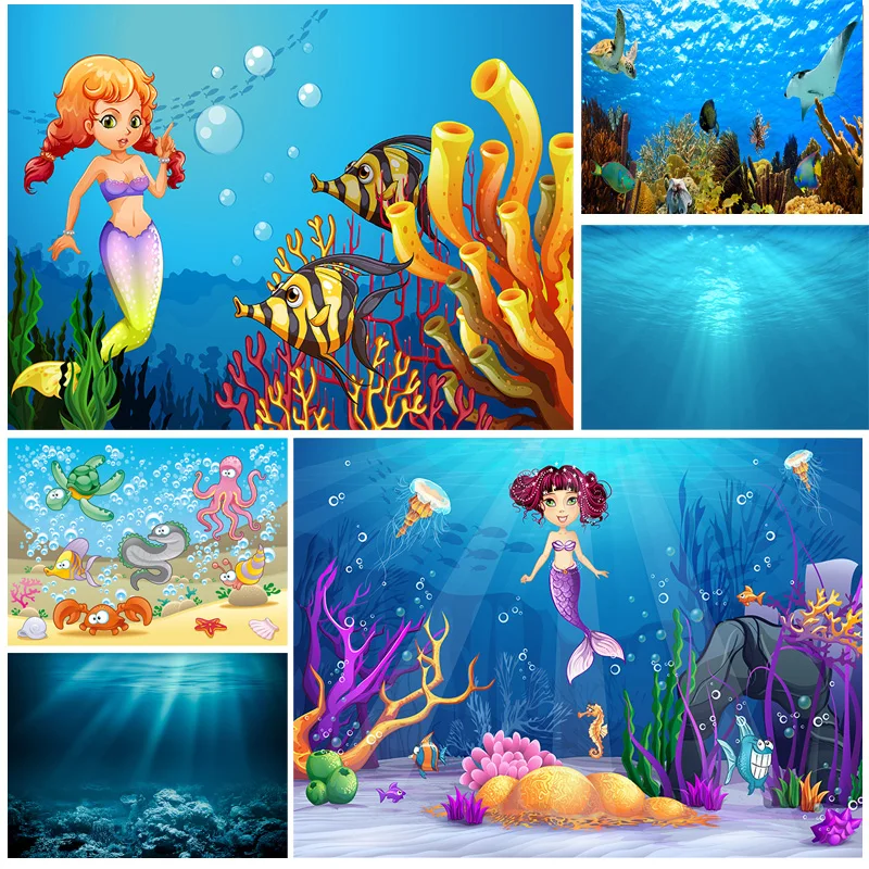 

Children Birthday Photography Backdrops Ocean World Baby Newborn Portrait Photo Background Studio Props 2194 HYY-03