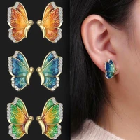 2021 cute gold color butterfly stud earrings for women new fashion earring gifts jewelry premium luxury zircon earrings